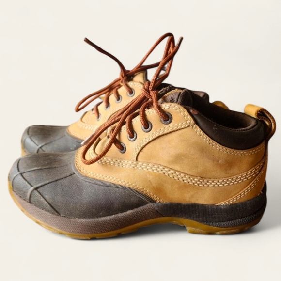 LL Bean Duck Boots Ankle Brown Tan Lace‎ Up Rain Snow Women's 7.5 - Picture 2 of 8